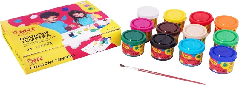 Jovi Estuche 12 Botes 35ml Témpera Gouache Con Pincel Surtidos