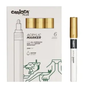 Carioca Pack de 6 Marcadores Acrílicos Punta 2mm Color Oro