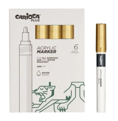 Carioca Pack de 6 Marcadores Acrílicos Punta 2mm Color Oro