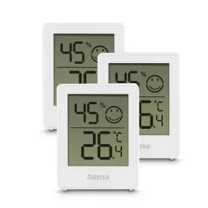 Hama Pack de 3 Medidores de Temperatura y Humedad Digitales para Interior, Color Blanco