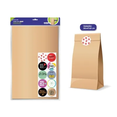 Bismark Pack De 10 Sobres Papel Kraft 50Grs Con 10 Pegatinas Para Cierre - Medidas 30X47X8Cm - Ideal Para Regalos - Color Marron Kraft