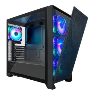 Coolbox Caja ATX GE2000 Dualview, GPU Máx. 395mm, 2x3.5, 1x2.5, Negro