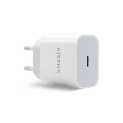 Aisens Cargador USB-C PD 3.0 20W Alta Eficiencia 5V/3A 9V/2.2A 12V/1.66A Blanco
