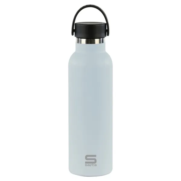 Safta Botella Termo De 600Ml - Acero Inoxidable - Base De Silicona Antideslizante - Asa Superior - Color Azul Claro