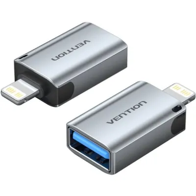 Vention Adaptador Lightning Macho a USB-A Hembra OTG Aluminio Gris