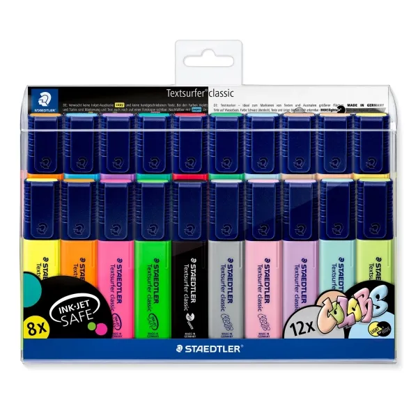 Staedtler Textsurfer Classic 364 Pack De 20 Marcadores Fluorescentes - Punta Biselada 1 - 5Mm Aprox - Secado Rapido - Colores Surtidos