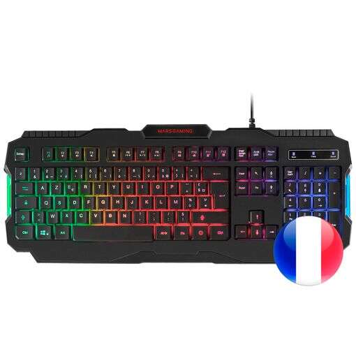 Mars Gaming Mrk0 Teclado Gaming Rgb Rainbow 9 Colores 15 Teclas De Funcion - 560X199X32Mm - Retroiluminacion Multicolor, Capacidad Anti-Ghosting, Pulsacion Optimizada, Procesador Gaming - Color Negro