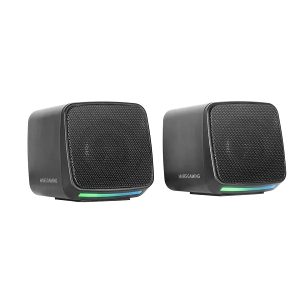Mars Gaming Altavoces 2.0 MSPRO Negro 10W USB + Jack Control de Volumen RGB