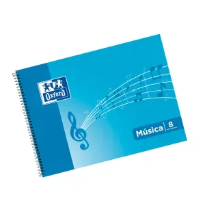 Oxford Cuaderno de Música Espiral 4º Apaisado 20 Hojas 8 Pentagramas 2mm Azul