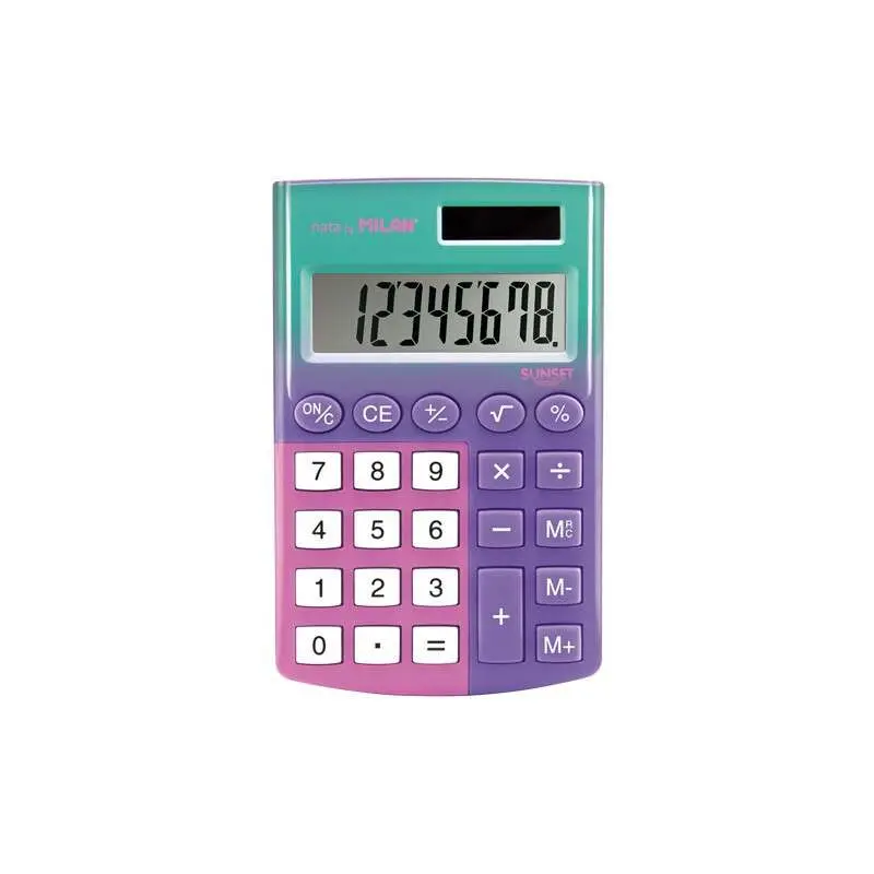 Milan Pocket Sunset Calculadora de Bolsillo 8 Dígitos con Teclas de Memoria