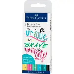 Faber Castell Rotuladores Pitt Artist Pen Hand Lettering Superfina Estuche 6 Ud Surtidos Pastel