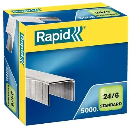 Rapid Confort Caja De 5000 Grapas 24/6 - Hasta 20 Hojas - Alambre Flexible - Patilla De 6Mm