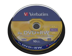 Verbatim DVD+RW 4.7GB 4X 10 Pack Spindle Superficie Matt Silver