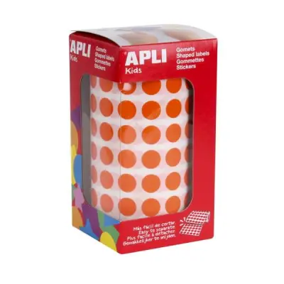 Apli Rollo de Gomets Redondos Naranjas Ø 10,5mm - 59 Hojas Adhesivas