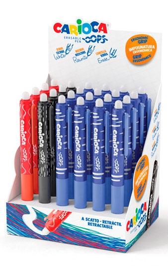 Carioca Bolígrafo Tinta Borrable Opps Retráctil 0.7Mm Colores Surtidos Expositor 24 Ud