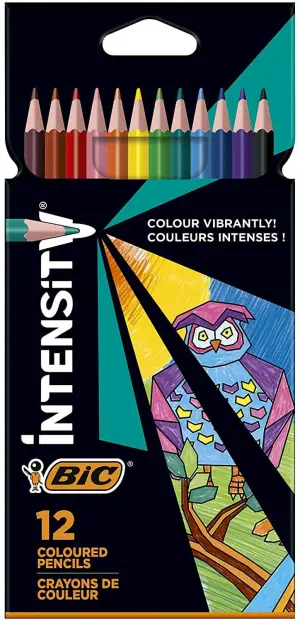 Bic Intensity Color Up - Caja de 12 Lápices Triangulares Surtidos con Mina Ultraresistente 3.20mm