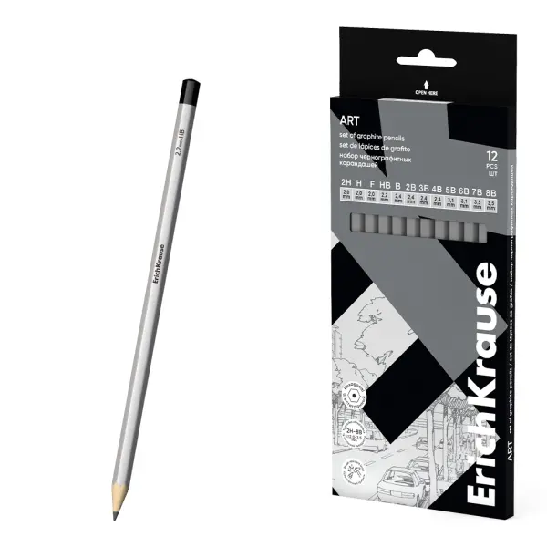 ErichKrause Art Pack 12 Lápices de Grafito Durezas Surtidas 2H-8B Cuerpo Hexagonal