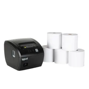 Iggual Kit Impresora Térmica TP7001 con 5 Rollos de Papel de 80 mm
