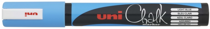 Uni-Ball Pwe-5M Marcador De Tiza Liquida - Punta Conica 1.8-2.5Mm - Borrado En Humedo - Resistente A La Lluvia - Ideal Para Pizarras Y Vidrio - Color Azul Claro