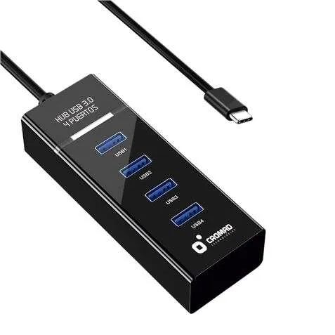 Cromad Cable USB Tipo C 30cm 5Gbps 4 Puertos USB 3.0 Compatible Todos Sistemas Operativos Negro