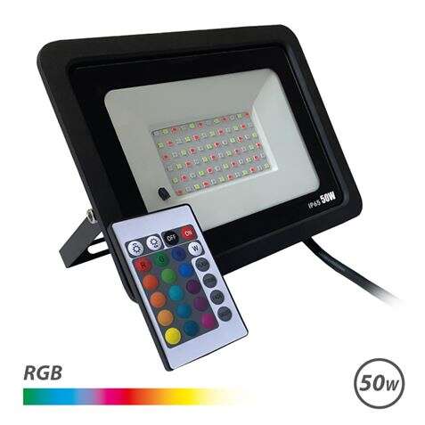 Elbat Foco Led Rgb 50W - Control Remoto - Ip65 - Ideal Para Exterior