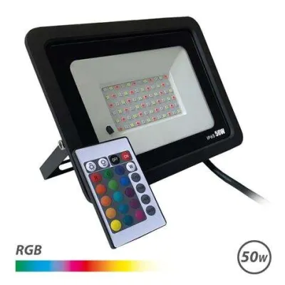 Elbat Foco LED RGB 50W con Control Remoto - IP65 para Exterior