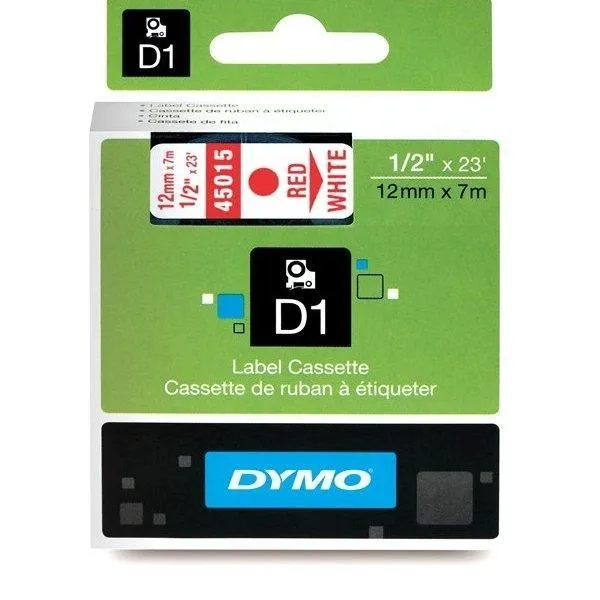 Dymo Cinta De Transferencia Termica D1 - Rojo Sobre Blanco - 12Mmx7M - Poliester - Rotuladora Labelmanager
