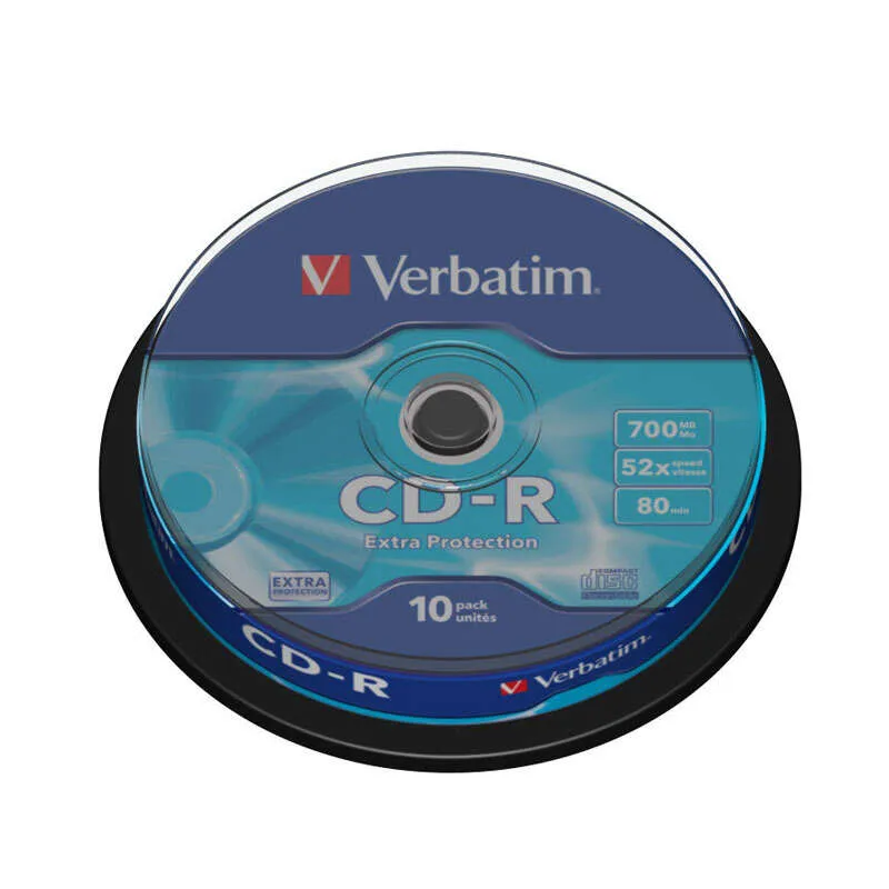 Verbatim CD-R 700MB 52X 10 Pack Spindle con Superficie Extra Protection