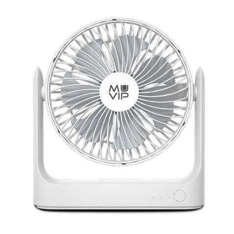 Muvip Ventilador De Sobremesa Portatil 5.5W 18Cm De Diametro - 3 Velocidades - Angulo Ajustable Hasta 360º - Autonomia Hasta 15H - Color Blanco