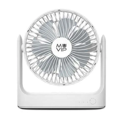 Muvip Ventilador De Sobremesa Portatil 5.5W 18Cm De Diametro - 3 Velocidades - Angulo Ajustable Hasta 360º - Autonomia Hasta 15H - Color Blanco
