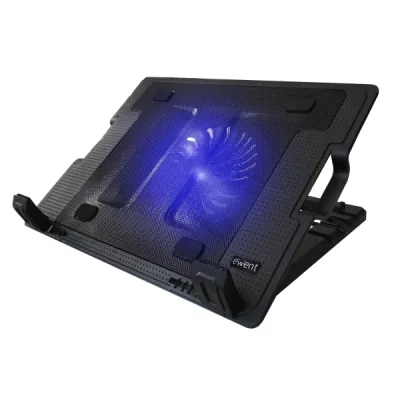 Ewent Soporte Para Portátil Con Ventilador Silencioso Hasta 17" Y 2 Puertos USB Negro