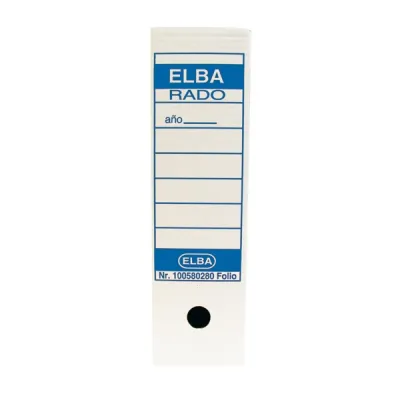 Elba Caja de Archivo Definitivo Folio Prolongado Resistente Color Blanco y Azul