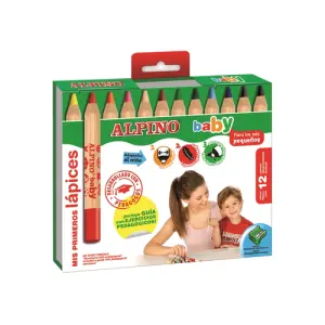 ALPINO LÁPICES DE COLORES BABY MAXI LIGEROS PARA NIÑOS C/SURTIDOS ESTUCHE 12 UD