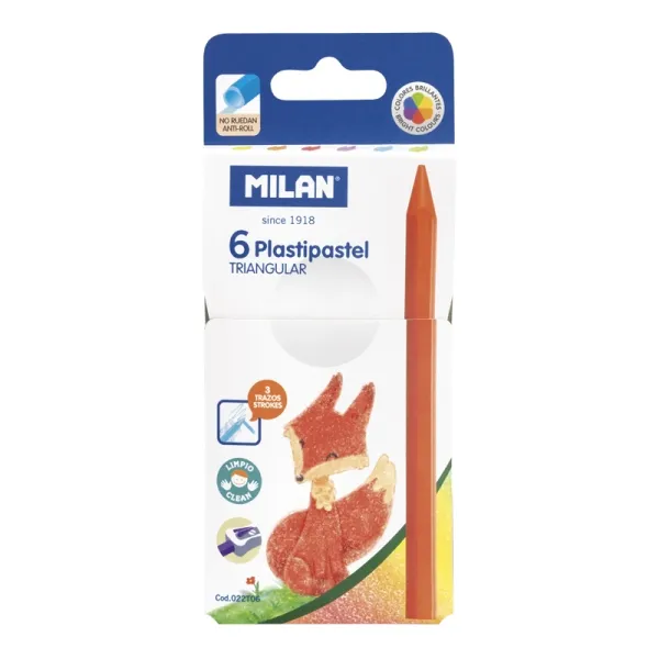 Milan Pack de 6 Ceras Triangulares de Colores Surtidos