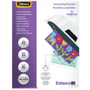 Fellowes Fundas De Plastificar 80 Micras A3 Brillo Pack 25 Unidades