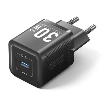 Vention Cargador de Pared 30W GaN USB-C Carga Rápida Tecnología PPS Negro