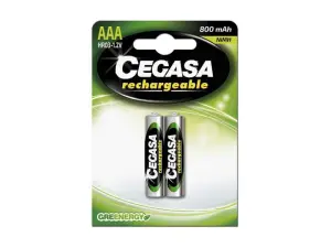 Cegasa Pack de 2 Pilas Recargables AAA HR03 800mAh