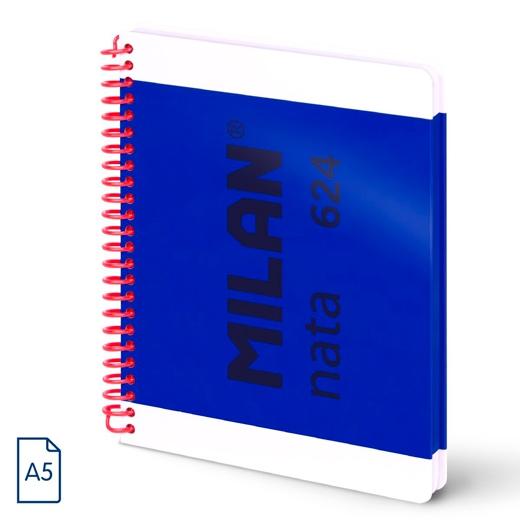 Milan Cuaderno Espiral A5 80H 95Gr 5X5Mm Tapa Dura Colección Nata® 624 Since 1918 Azul