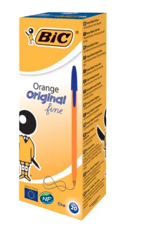 Bic Bolígrafo Naranja Original Fine Azul Caja 20 Ud