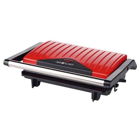 Muvip Sandwichera Placa Tipo Grill Inox 750W - Placa Superior Basculante - Presion Uniforme - Asa Tacto Frio