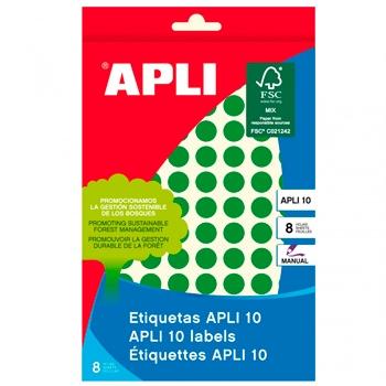Apli Etiquetas Adhesivas Circulares Ø10Mm Escritura Manual 126 X 8H Apli 10 Verde