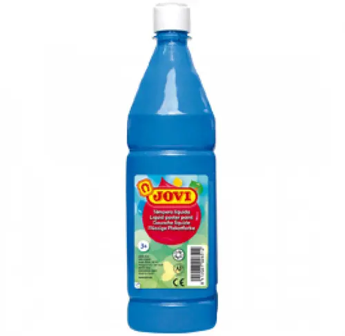 Jovi Tempera Paint 1000ml Azul Cyan - Base Agua, Alto Poder Cubriente, Secado Rápido
