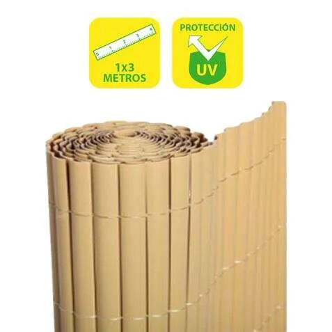 SunGarden Cañizo Plástico Doble Cara 1x3m Color Marrón Claro