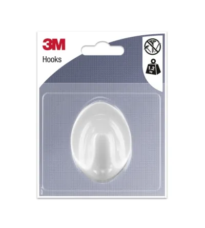 3M Gancho Adhesivo Ovalado Grande Blanco Soporta Hasta 1.2kg