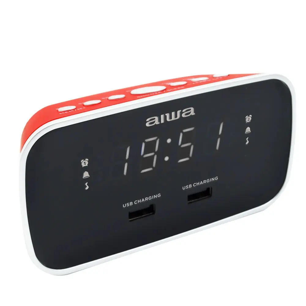 Aiwa Radio Despertador CRU-19 con 2 Puertos USB de Carga 5V 2.4A
