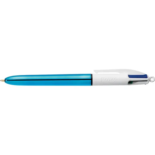 Bic Bolígrafo 4 Colores Shine Silver Cuerpo Blanco/Azul Metálico Caja 12 Unidades