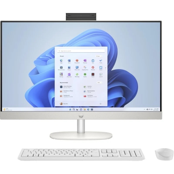 Hp 27-Cr0025Ns All-In-One Amd Ryzen 3-7320U - 8Gb Ddr5 - 512Gb Ssd - 27" - Windos 11 Home - Color Blanco + Teclado Qwerty (Es) Y Raton