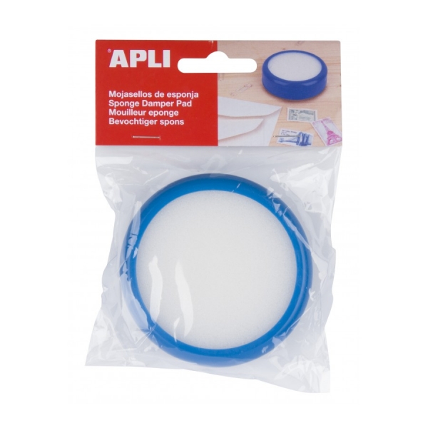Apli Esponja Mojasellos - Ideal Para Pegar Sellos - Pasar Paginas - Contar Billetes - Abrir Bolsas - Uso En Bancos, Oficinas, Supermercados Y Estancos - Color Azul