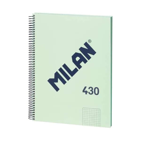 Milan Cuaderno A4 80H Papel 95g Cuadriculado 5x5mm Tapa Dura Verde