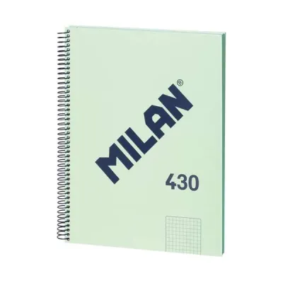 Milan Cuaderno A4 80H Papel 95g Cuadriculado 5x5mm Tapa Dura Verde